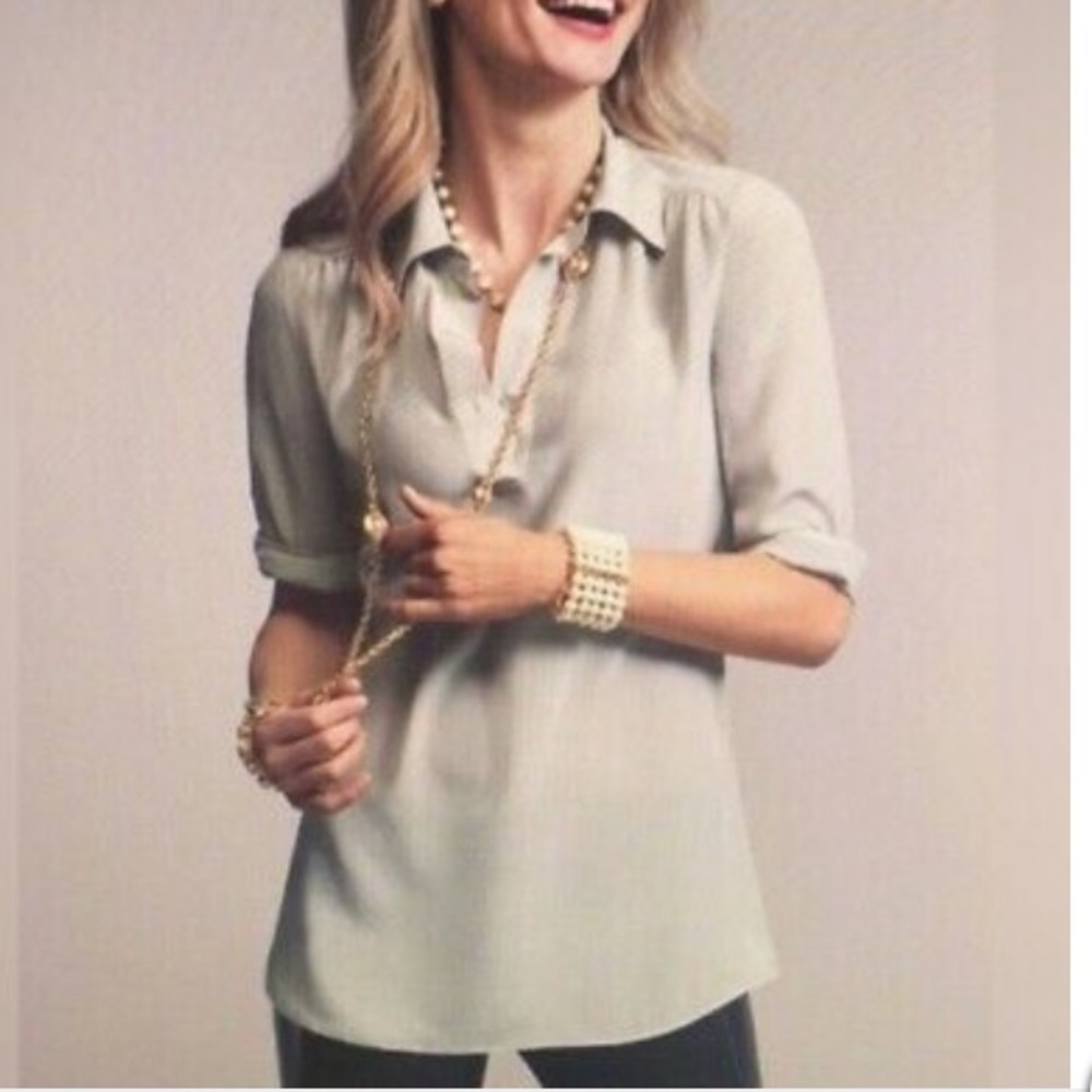 Cabi 100% gray silk blouse